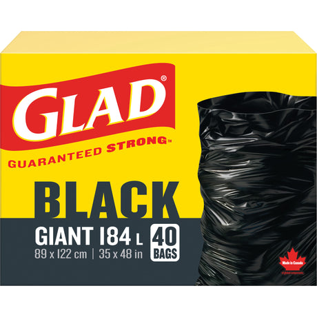 184L Garbage Bags, Regular, 35" W x 48" L, Black