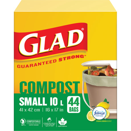 Small Compostable Bags, Regular, 17" L x 16" W, Brown, 10 L (3 Gal.) Capacity