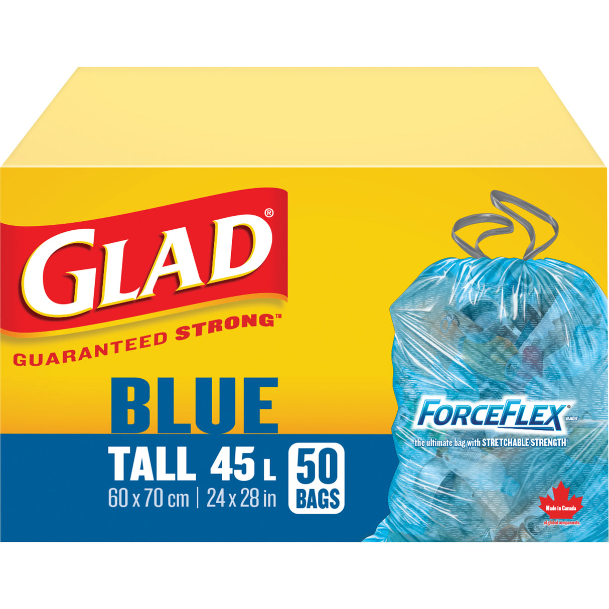 45L Recycling Bags, Regular, 24" W x 28" L, Blue