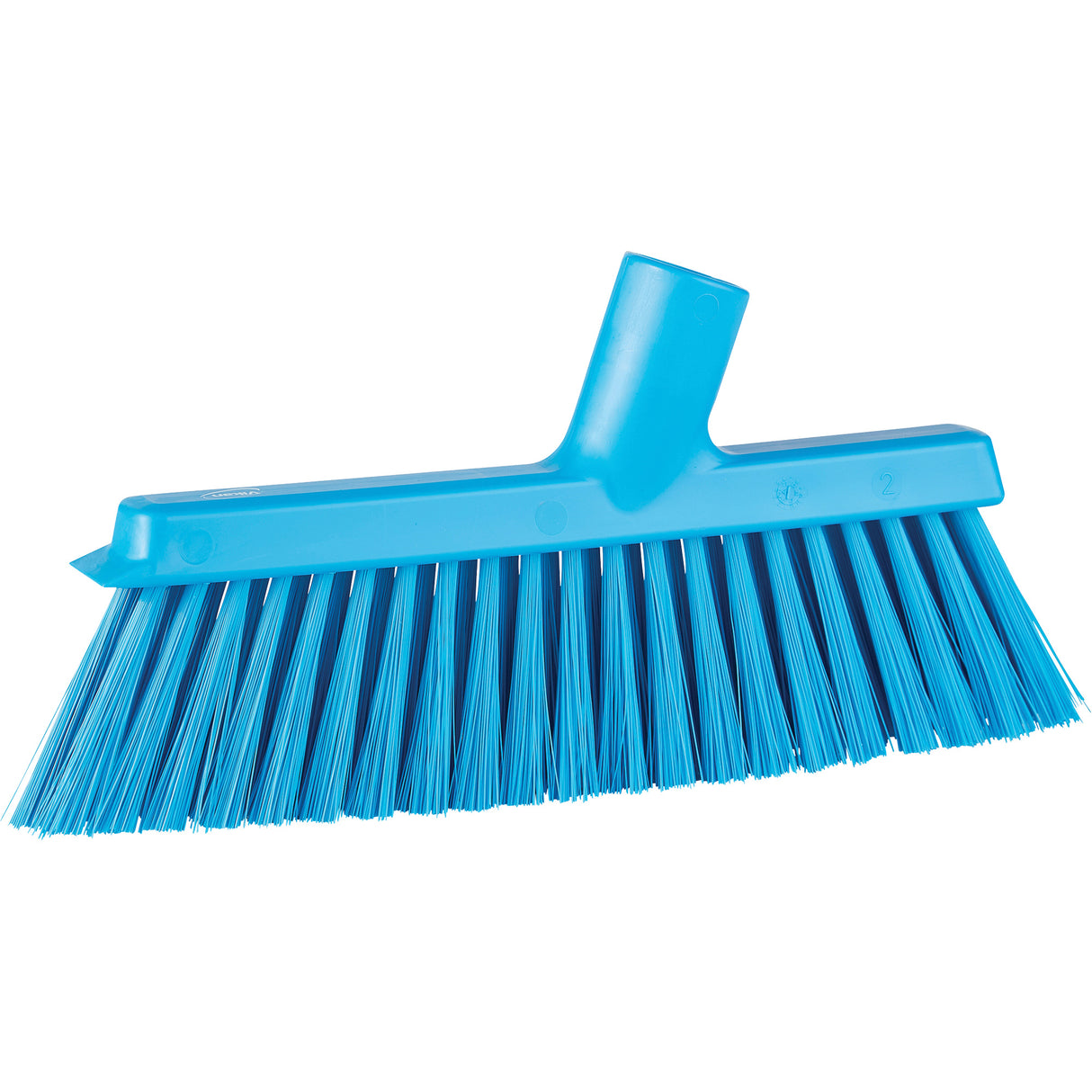 Dustpan Broom with Angled Thread, Medium Bristles, 10", Polyester, Blue