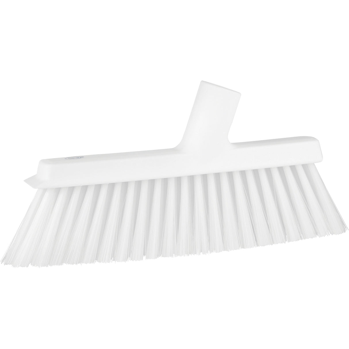 Dustpan Broom with Angled Thread, Medium Bristles, 10", Polyester, White