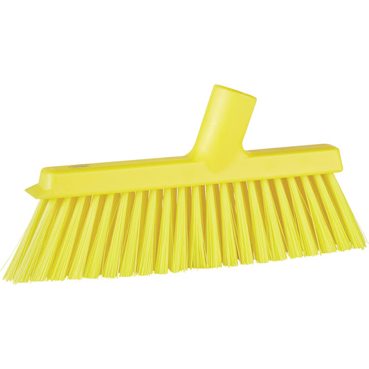 Dustpan Broom with Angled Thread, Medium Bristles, 10", Polyester, Yellow
