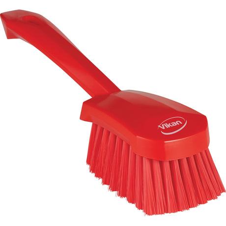 Short-Handled Washing Brush, Soft Bristles, 10-1/2" Long, Red