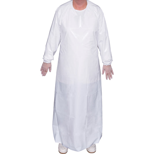 Vikan Top Dog 6 Mil. Gown, Large, White, Polyurethane