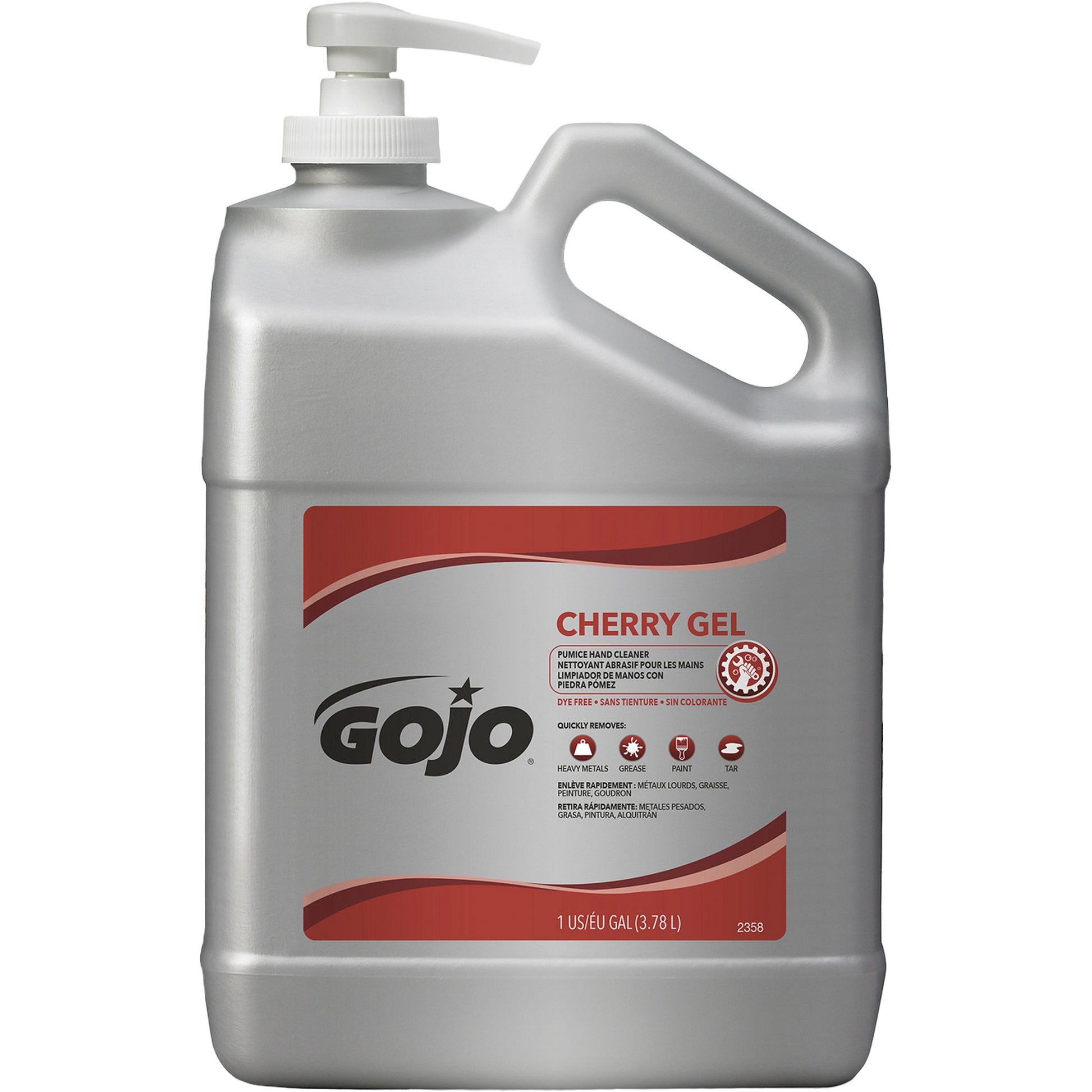 Hand Cleaner, Gel/Pumice, 4.5 L, Pump Bottle, Cherry