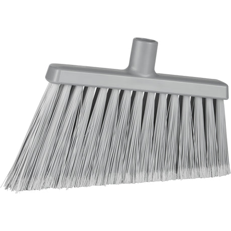 Angle Head Broom, Stiff/Split Bristles, 11-2/5", Polyester/Polypropylene/PVC/Synthetic, Grey