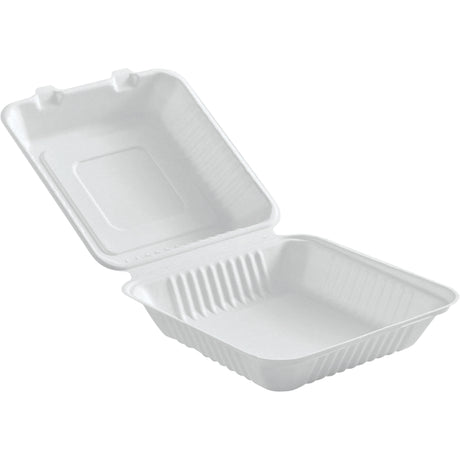 Compostable Hinged Food Containers, Bagasse, Square