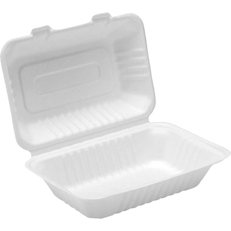 Compostable Hinged Food Containers, Bagasse, Recantgular