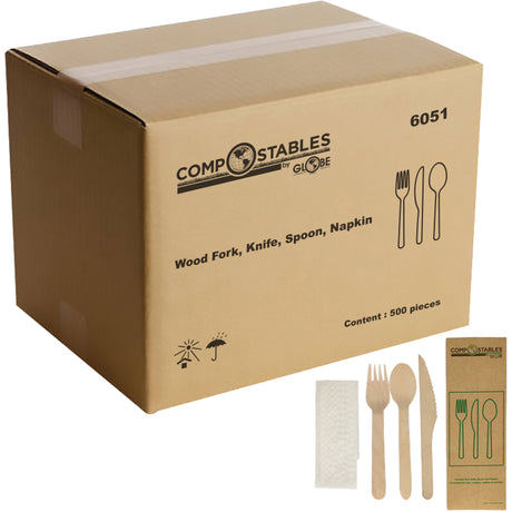 Wood Cutlery Set in Paper Bag