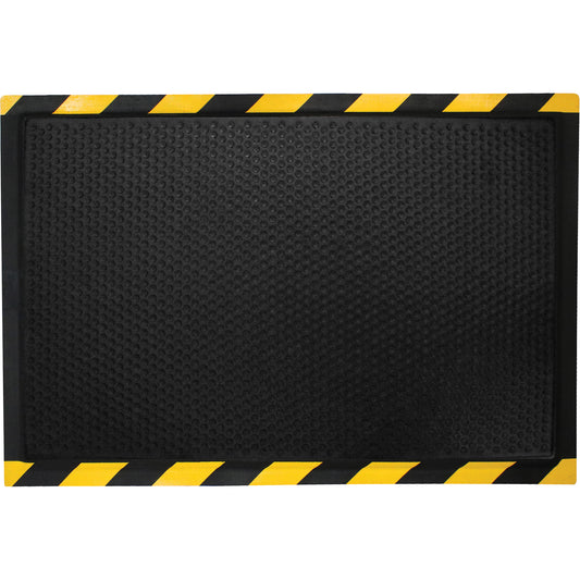 M+A Matting DuraComfort Anti-Fatigue Mat, Bubbled, 2' x 3' x 1/2", Black/Yellow, Nitrile