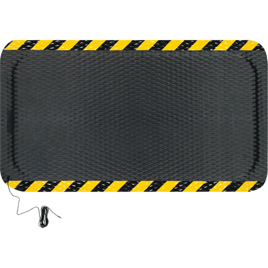 M+A Matting Hog Heaven Electrically Conductive Mat, 3' W x 5' L, 5/8" Thickness, Black/Yellow, Nitrile