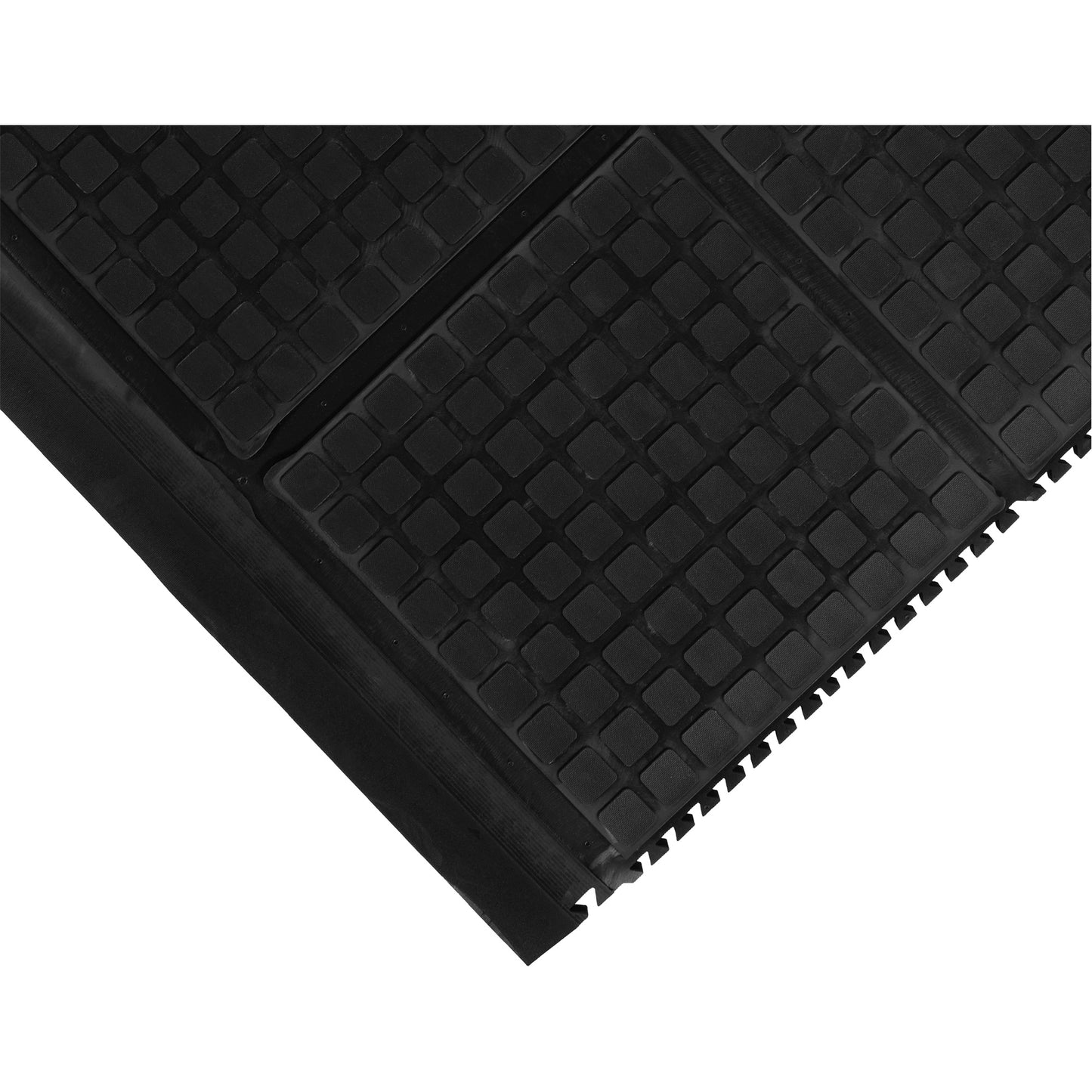 M+A Matting Hog Heaven III Comfort Linkable End Mat, Corrugated, 3-1/3' x 3-3/5' x 3/4", Black, Nitrile