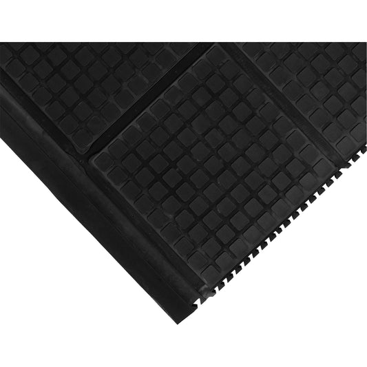 M+A Matting Hog Heaven III Comfort Linkable End Mat, Corrugated, 3-1/3' x 3-3/5' x 3/4", Black, Nitrile