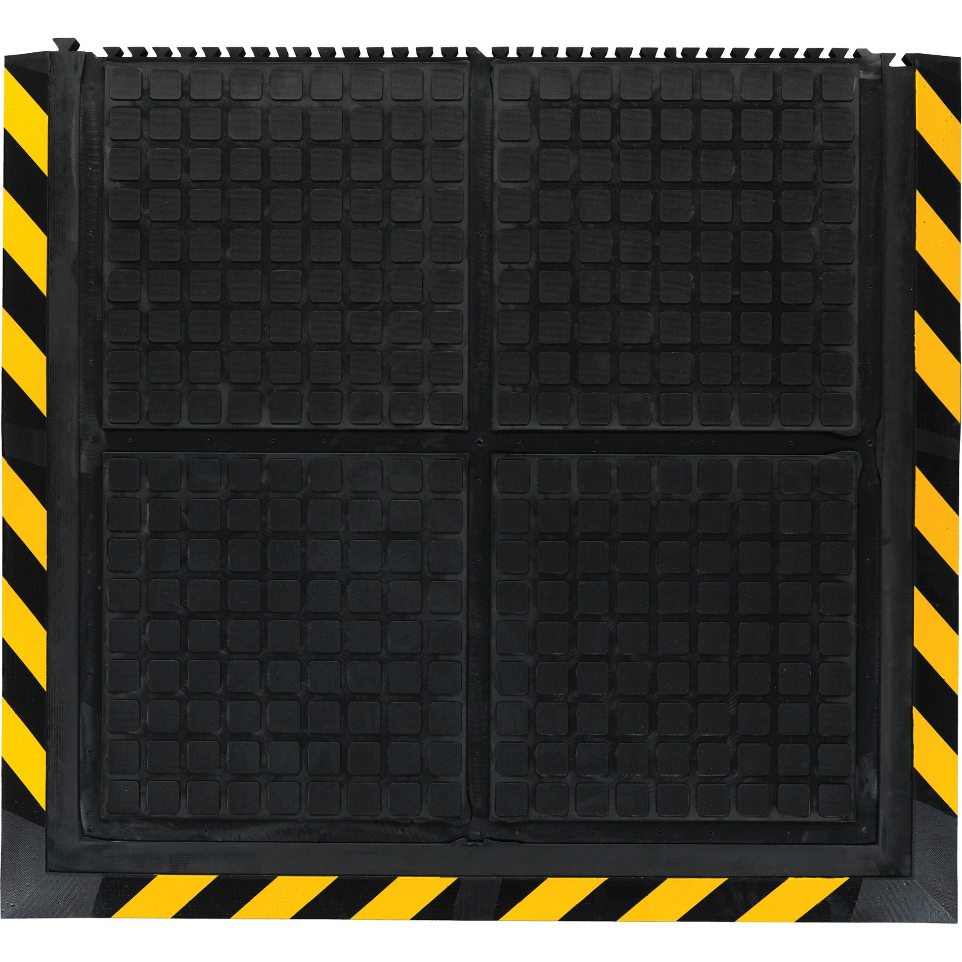 M+A Matting Hog Heaven III Comfort Linkable Middle Mat, Corrugated, 3' x 3-3/5' x 3/4", Black/Yellow, Nitrile