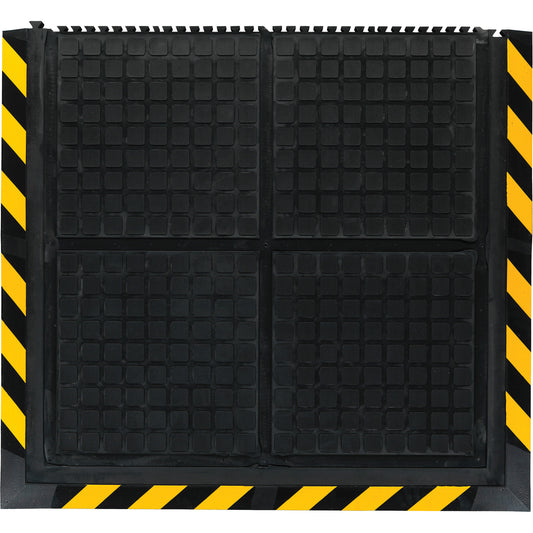 M+A Matting Hog Heaven III Comfort Linkable Middle Mat, Corrugated, 3' x 3-3/5' x 3/4", Black/Yellow, Nitrile