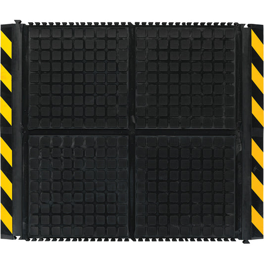 M+A Matting Hog Heaven III Comfort Linkable End Mat, Corrugated, 3-1/3' x 3-3/5' x 3/4", Black/Yellow, Nitrile