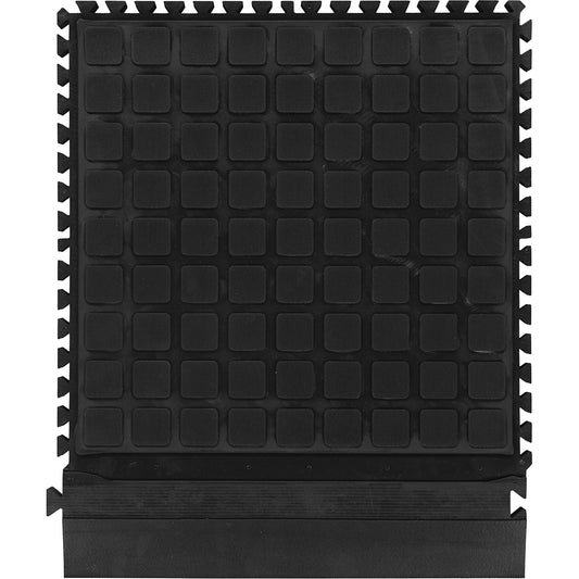 M+A Matting Hog Heaven III Comfort Modular Side Tile, Corrugated, 1-1/2' x 1-4/5' x 3/4", Black, Nitrile