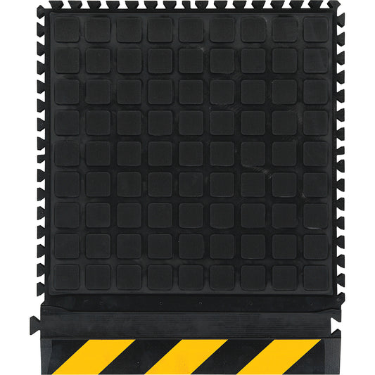 M+A Matting Hog Heaven III Comfort Modular Side Tile, Corrugated, 1-1/2' x 1-4/5' x 3/4", Black/Yellow, Nitrile