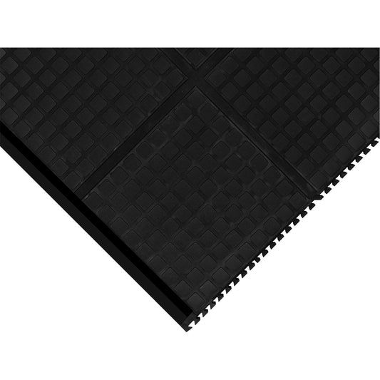 M+A Matting Hog Heaven III Comfort Modular Corner Tile, Corrugated, 3-1/3' x 3-1/3' x 3/4", Black, Nitrile