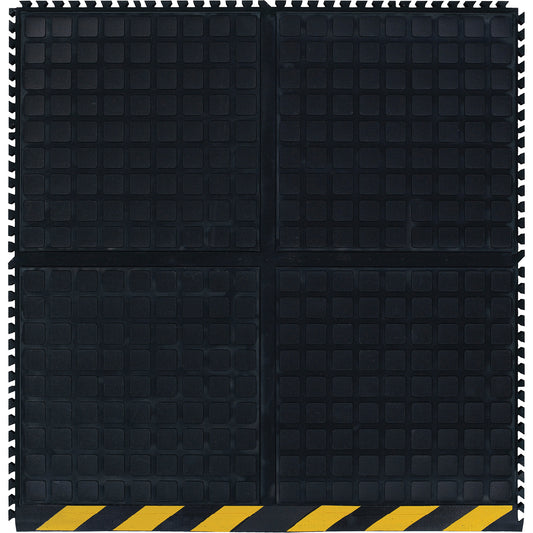 M+A Matting Hog Heaven III Comfort Modular Side Tile, Corrugated, 3' x 3-1/3' x 3/4", Black/Yellow, Nitrile