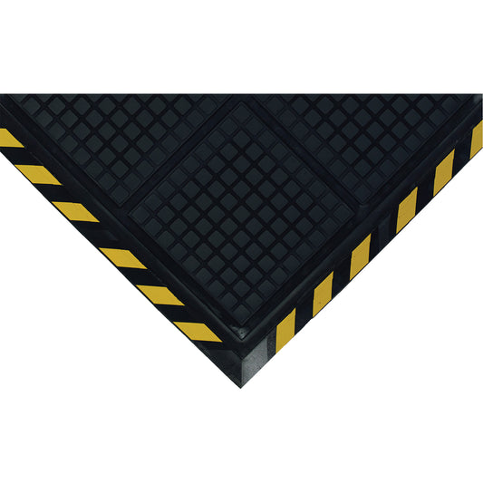 M+A Matting Hog Heaven III Comfort Workstation Mat, Corrugated, 3-3/5' x 3-3/5' x 3/4", Black/Yellow, Nitrile