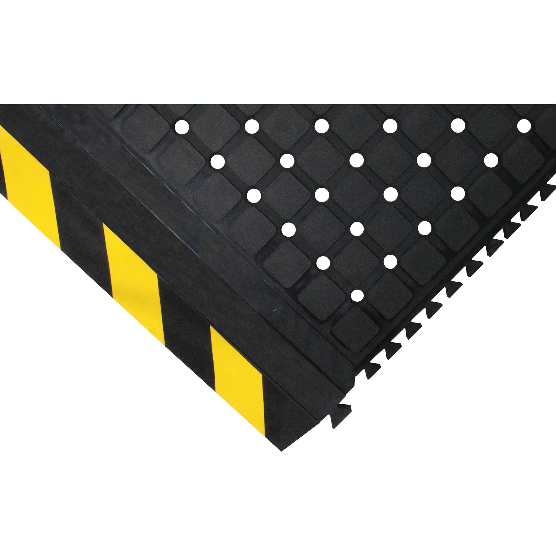 M+A Matting Hog Heaven III Drainable Linkable Middle Mat, Corrugated, 3' x 3-2/3' x 3/4", Black/Yellow, Nitrile