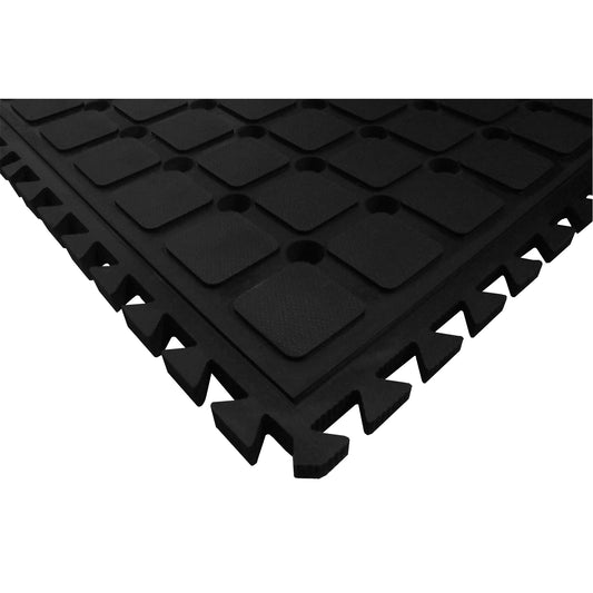 M+A Matting Hog Heaven III Drainable Modular Side Tile, Corrugated, 1-1/2' x 1-4/5' x 3/4", Black/Yellow, Nitrile