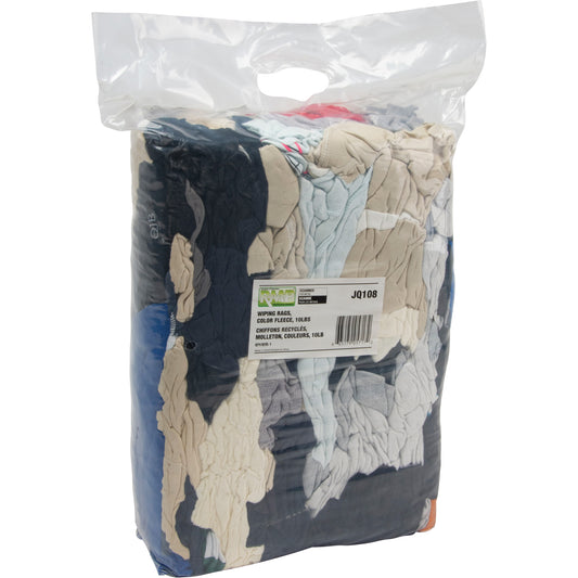 Recycled Material Wiping Rags, Fleece, Mix Colours, 10 lbs.