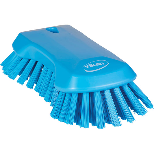 Hand Brush, Extra Stiff Bristles, 9-1/10" Long, Blue