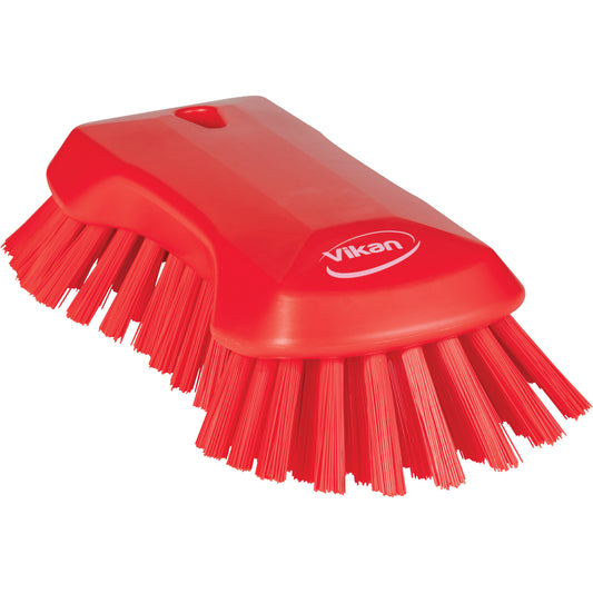 Hand Brush, Extra Stiff Bristles, 9-1/10" Long, Red