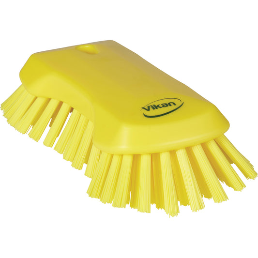 Hand Brush, Extra Stiff Bristles, 9-1/10" Long, Yellow