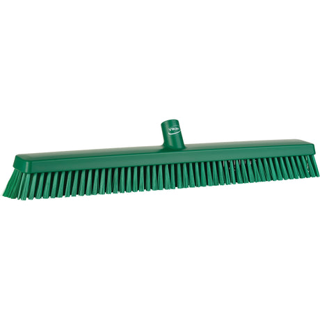 Heavy-Duty Push Broom, Fine/Stiff Bristles, 24", Green