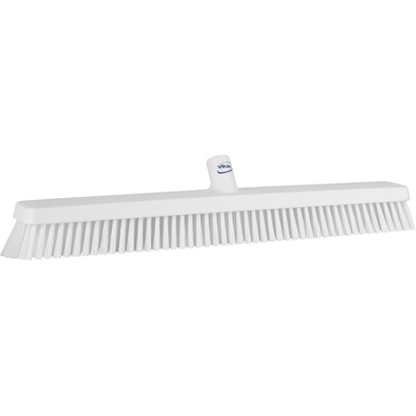 Heavy-Duty Push Broom, Fine/Stiff Bristles, 24", White