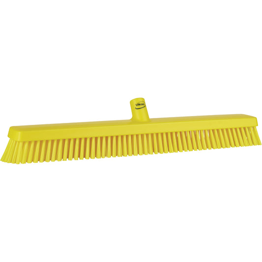 Heavy-Duty Push Broom, Fine/Stiff Bristles, 24", Yellow