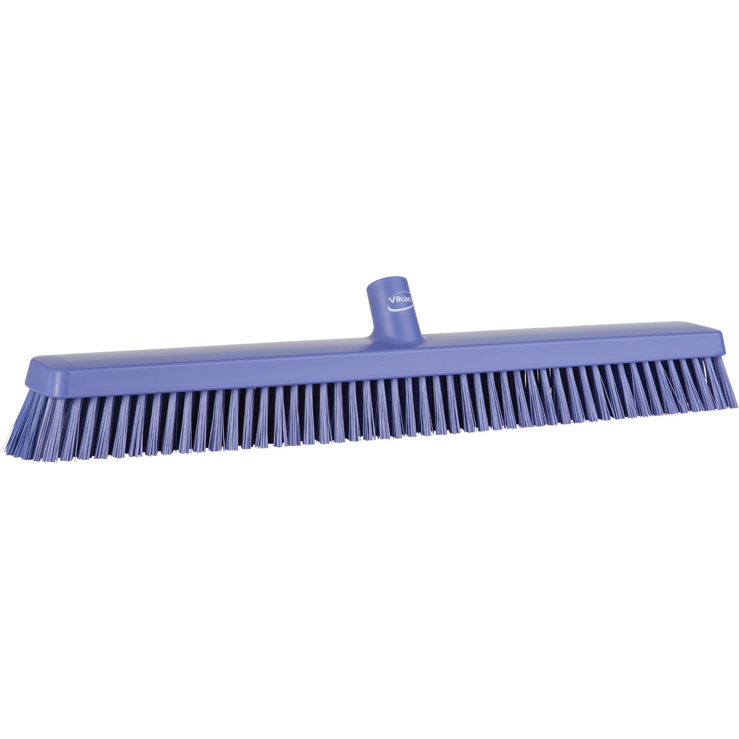 Heavy-Duty Push Broom, Fine/Stiff Bristles, 24", Purple