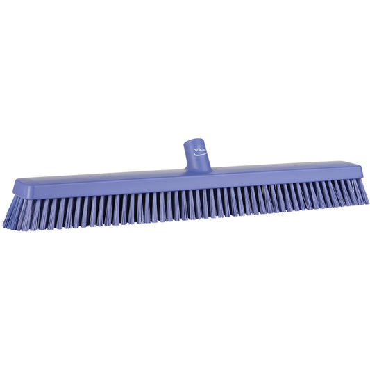 Heavy-Duty Push Broom, Fine/Stiff Bristles, 24", Purple