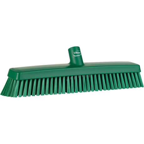 Push Broom Head, Fine/Stiff Bristles, 16-1/2", Polyester/Polypropylene, Green