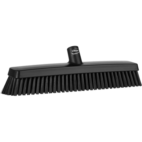 Push Broom Head, Fine/Stiff Bristles, 16-1/2", Polyester/Polypropylene, Black