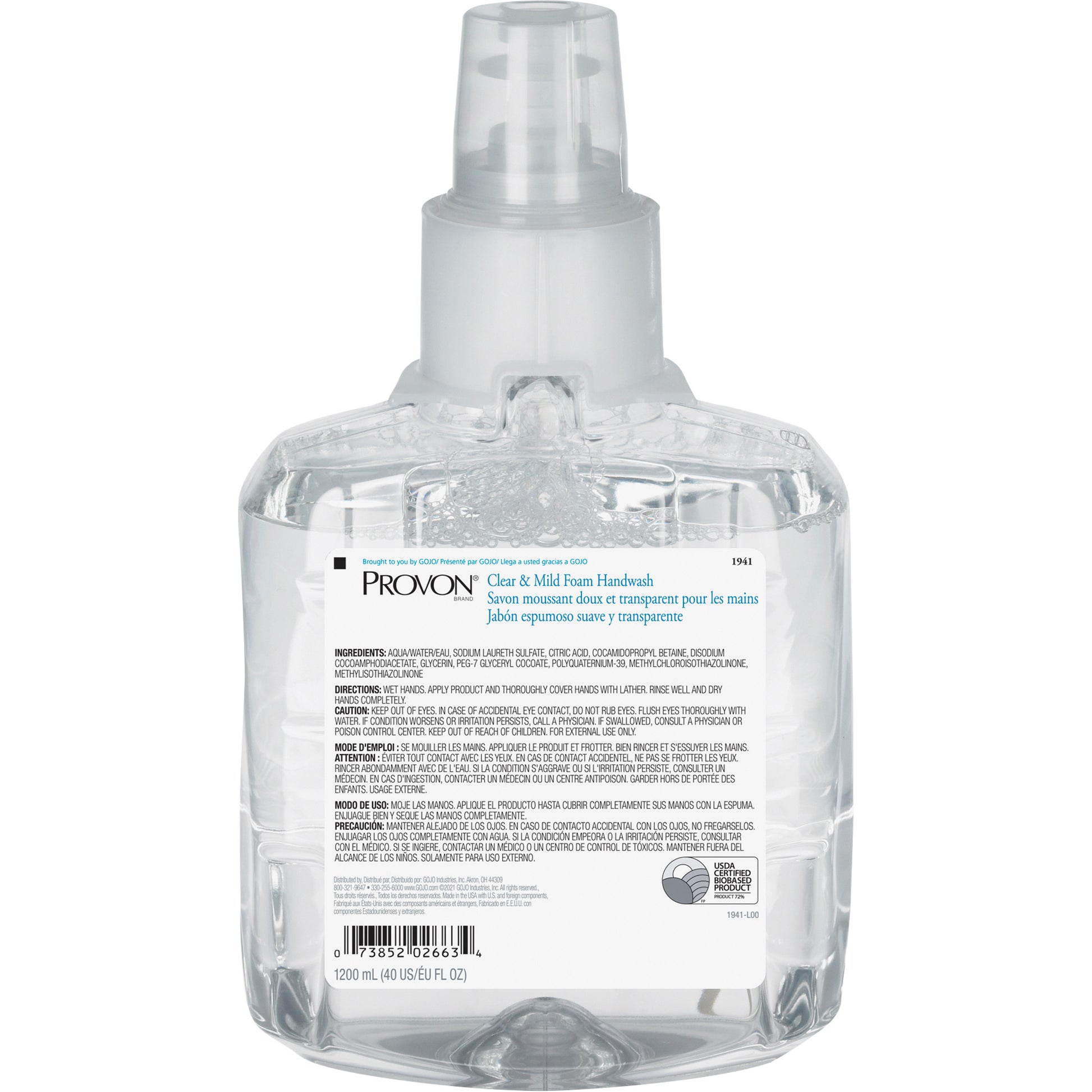 Provon® Clear & Mild Hand Soap, Foam, 1200 ml, Unscented