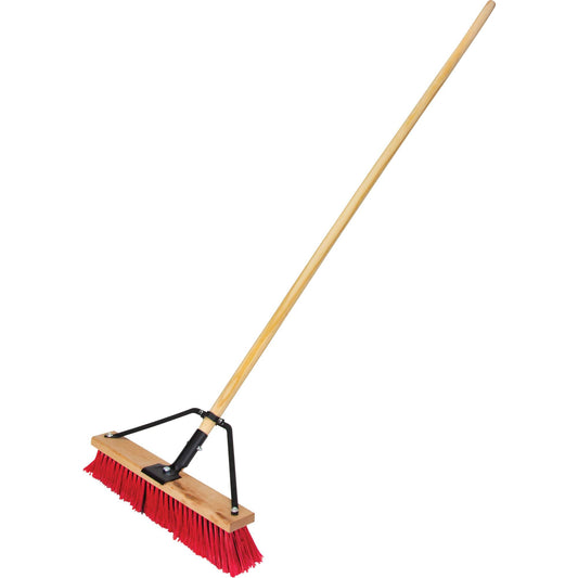 Push Broom with Braced Handle, 18", Medium, PVC Bristles
