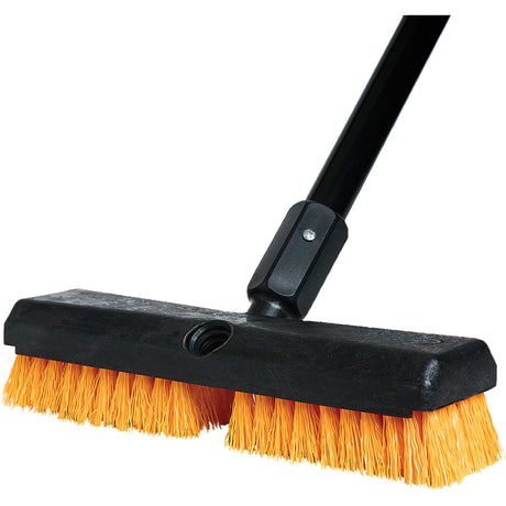 Cleaning Brush with Handle, 10" L, Polypropylene Bristles, Black/Red