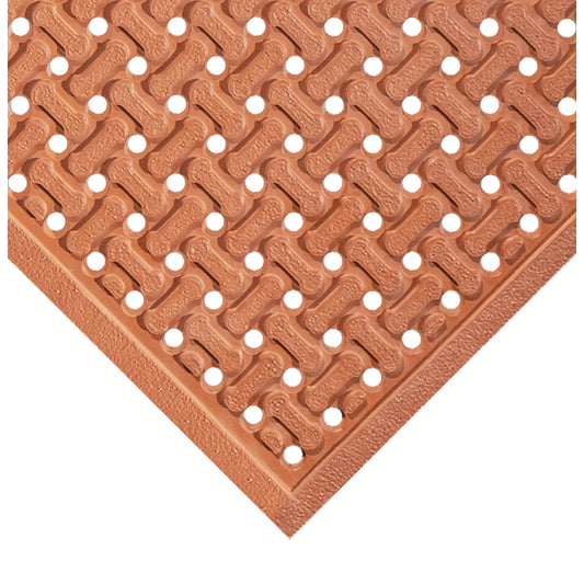 Wearwell Flow Thru Reversible Grease-Resistant SBR Safety Mats, 3' x 5' x 7/16", Red, Natural Rubber