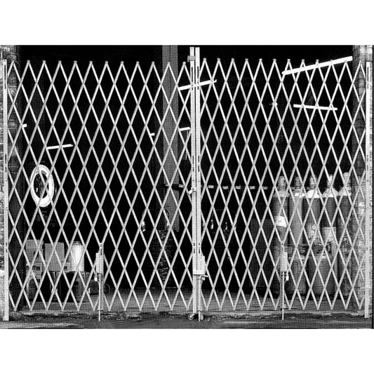 Galvanized Folding Security Gates, Fixed Double Folding, 10' L x 7' 6" H Expanded