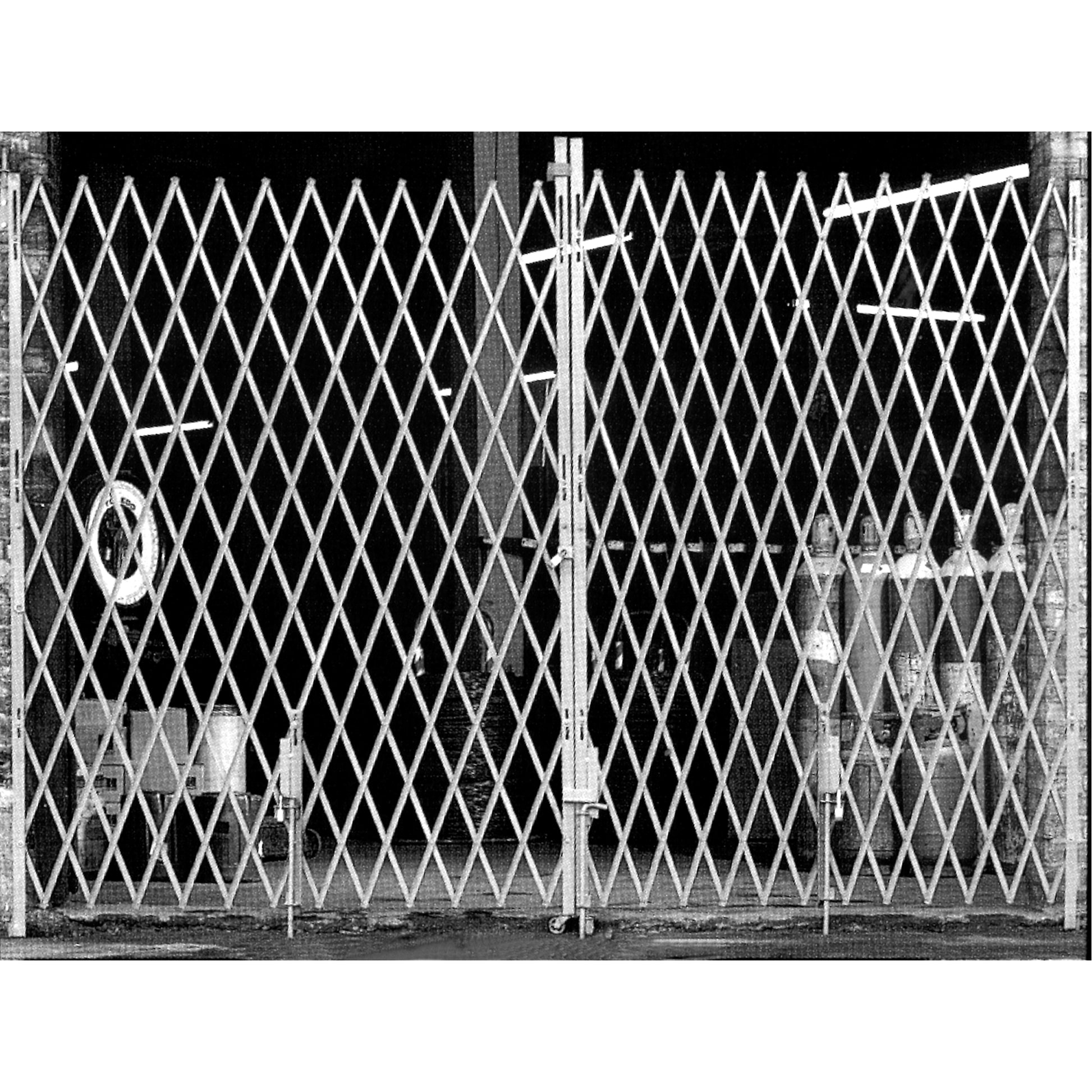 Galvanized Folding Security Gates, Fixed Double Folding, 18' L x 7' H Expanded