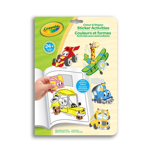Crayola Colour & Shapes Sticker Activity Book, Whimsical Wheels (Case of 12)