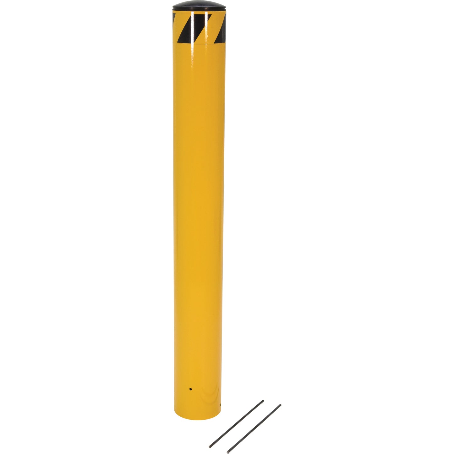 Pour-In-Place Bollards, Steel, 48-1/2" H x 5-9/16" W, Yellow