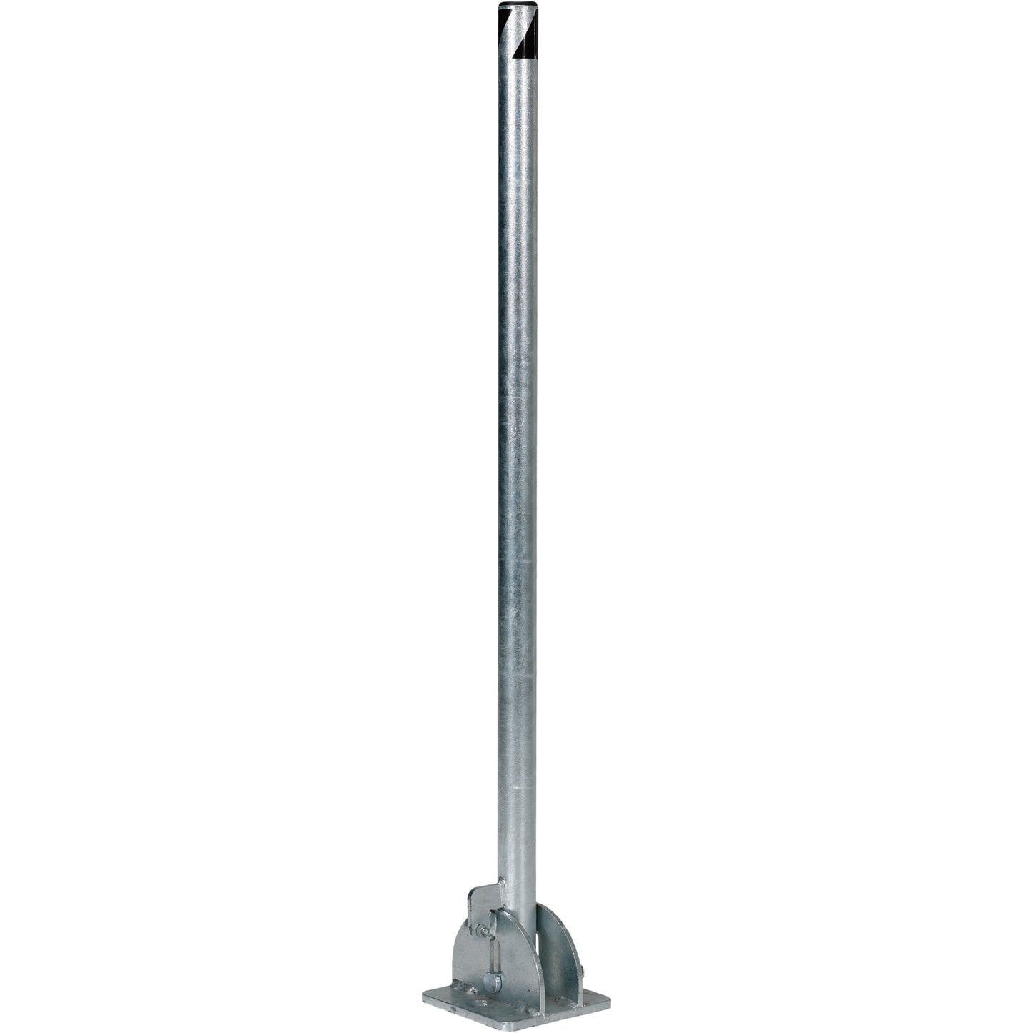Fold-Down Bollards, Steel, 42" H x 1-3/4" W, Silver