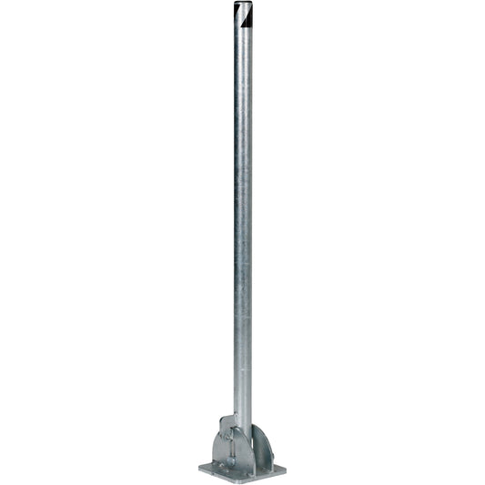 Fold-Down Bollards, Steel, 42" H x 1-3/4" W, Silver