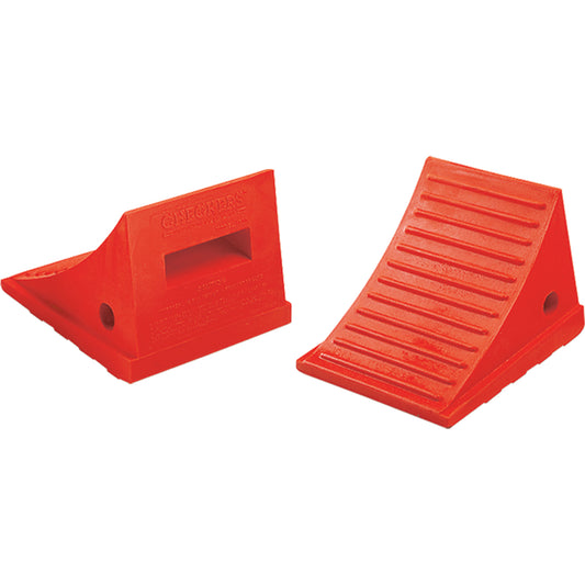 General Purpose Wheel Chocks, Polyurethane, Orange, 7-1/2" W x 8-1/2" D x 6-1/4" H