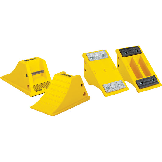 All-Terrain Wheel Chocks, Urethane, Yellow, 8-1/2" W x 15-1/2" D x 8-1/4" H